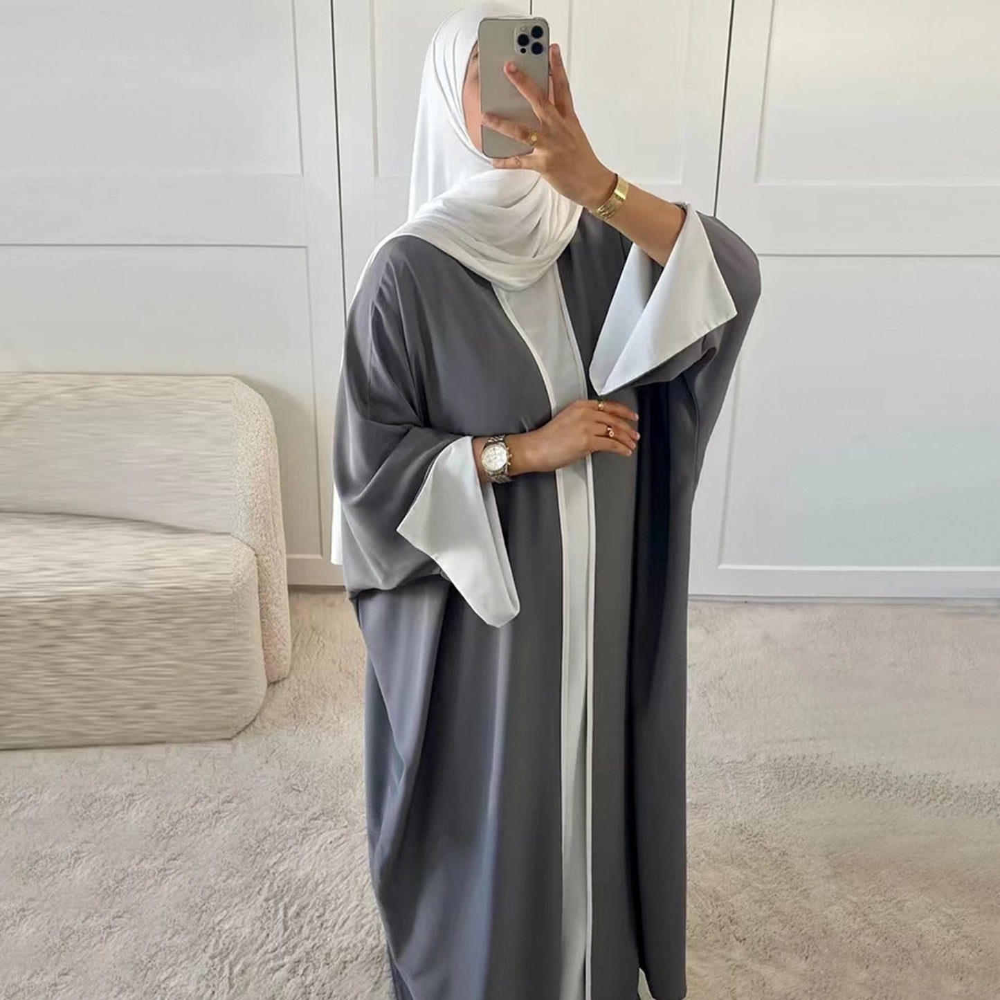 Robe Cardigan Contrastée